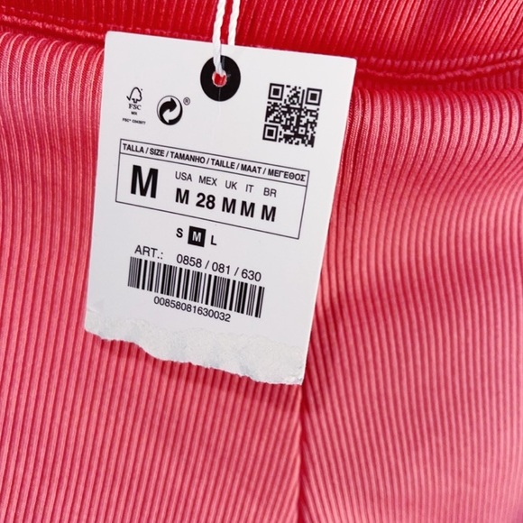 Zara Pink Ribbed Short Size Medium - Picture 5 of 5